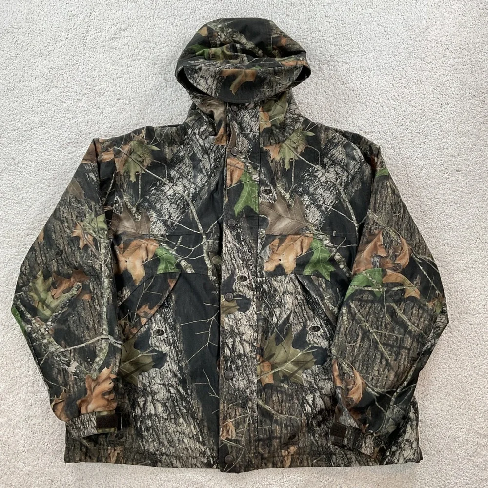 Cabelas Dry-Plus ScentLok Mossy Oak Camo Hunting Jacket Mens XL Regular Hooded